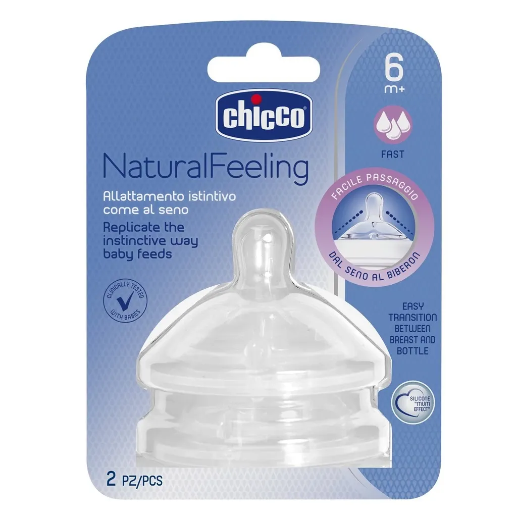фото упаковки Chicco Natural Feeling Соска силиконовая быстрый поток 6м+