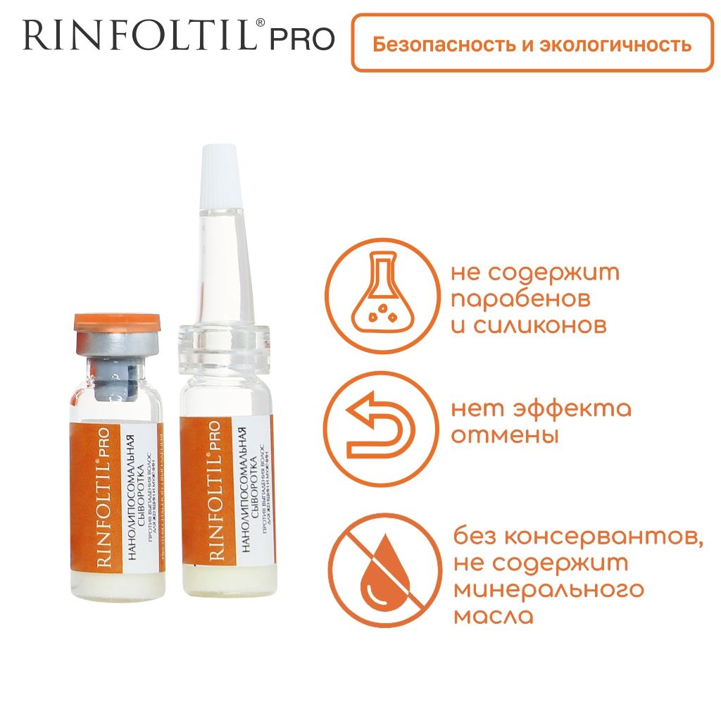 Rinfoltil pro против выпадения волос для мужчин и женщин, сыворотка нанолипосомальная, 30 шт.