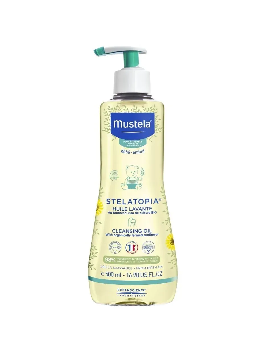 фото упаковки Mustela Stelatopia Очищающее масло для купания