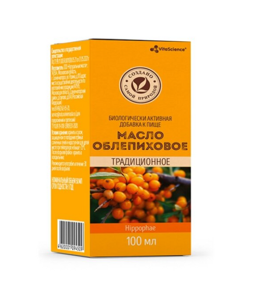 Vitascience Облепиховое масло традиционное, масло для внутреннего применения, 100 мл, 1 шт.