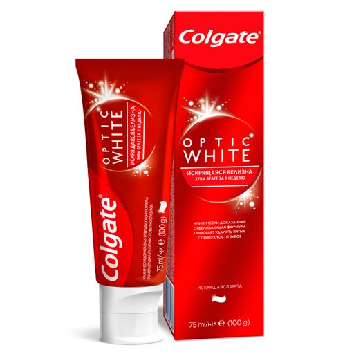 Colgate Паста зубная Optic White, Искрящаяся мята, 75 мл, 1 шт.