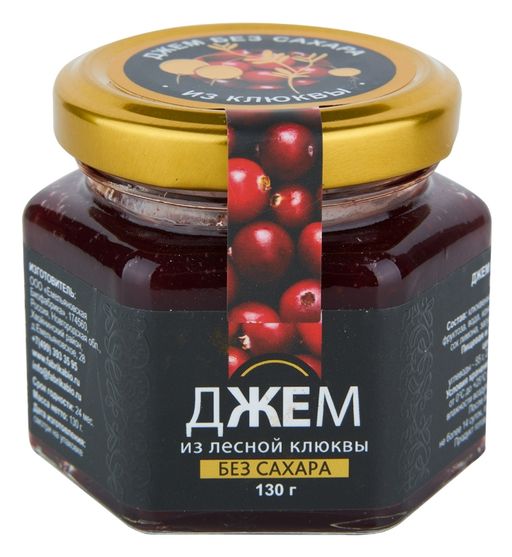 Джем из клюквы без сахара, джем, 130 г, 1 шт.