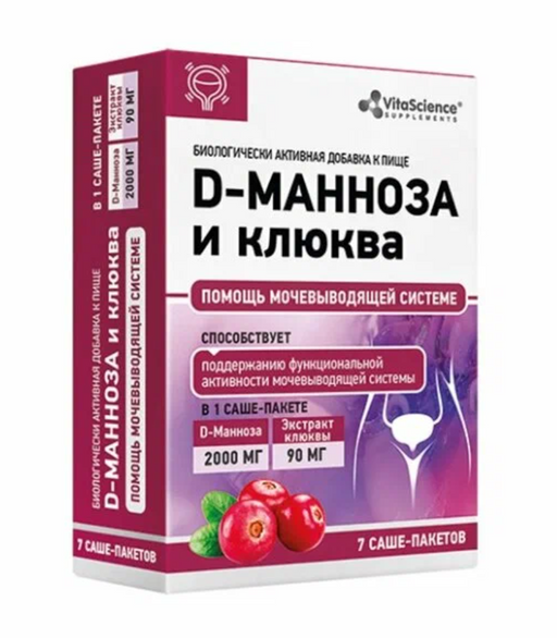 Vitascience Д-Манноза и клюква, порошок, 3,5 г, 7 шт.