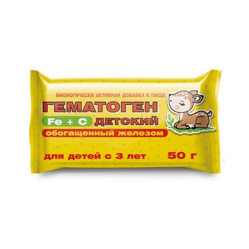 Гематоген Fe+С детский обогащенный железом, плитка, 50 г, 1 шт.