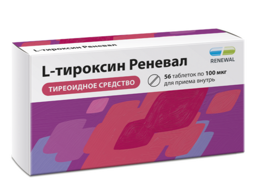 L-Тироксин Реневал, 100 мкг, таблетки, 56 шт.
