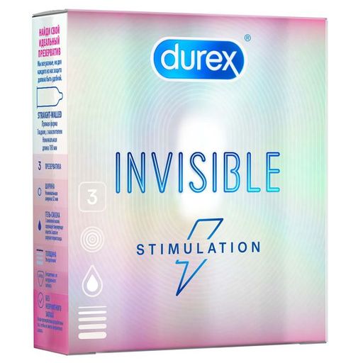 Презервативы Durex Invisible Stimulation, презервативы, ультратонкие, 3 шт.