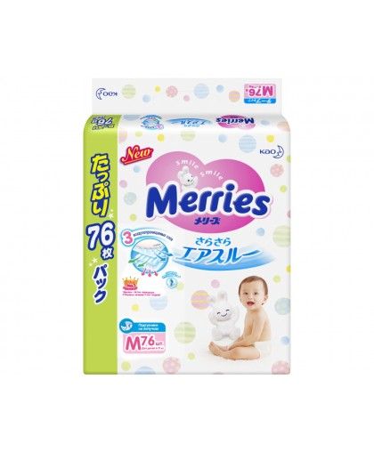 Подгузники детские Merries, 6-11 кг, р. M, 76 шт.