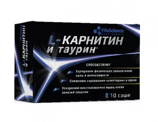 Vitascience L-карнитин и Таурин комплекс, порошок, 10 шт.