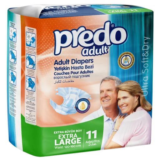 Predo Adult Подгузники для взрослых, XL, 120-160 см, 11 шт.