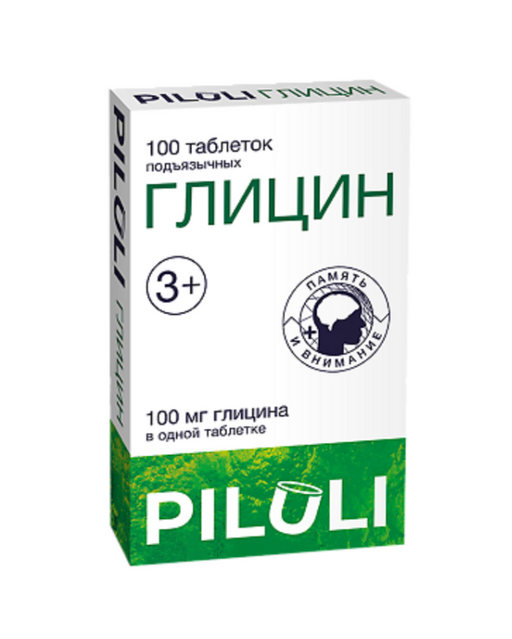 Piluli Глицин, для детей с 3 лет и взрослых, таблетки подъязычные, 100 шт.