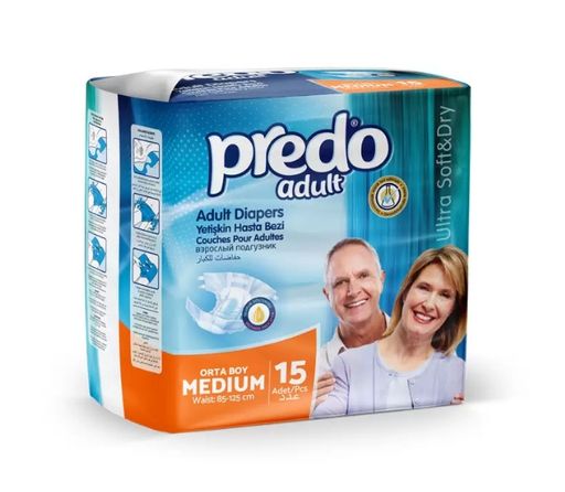 Predo Adult Подгузники для взрослых, M, 85-125 см, 15 шт.