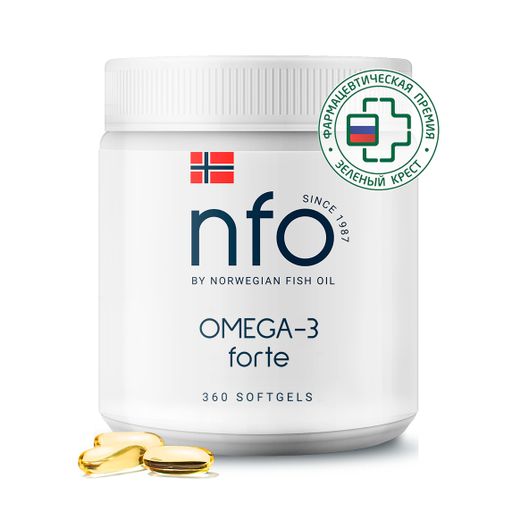 NFO Омега-3 Форте, 1000 мг, капсулы, 360 шт.